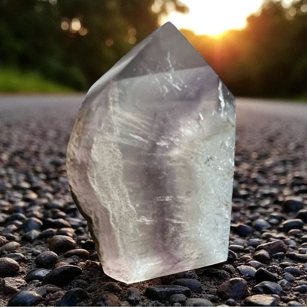 Natural Fluorite Point with Pyrite Accent Crystal Boho Meditation Gothic‎ Accent